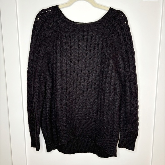 Nili Lotan Alpaca Wool Blend Cable Knit Sweater Black Oversized Size S - Picture 4 of 7
